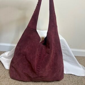 Haute Hippie Women’s Festival Suede Hobo Bag/Purse Wine Burgundy